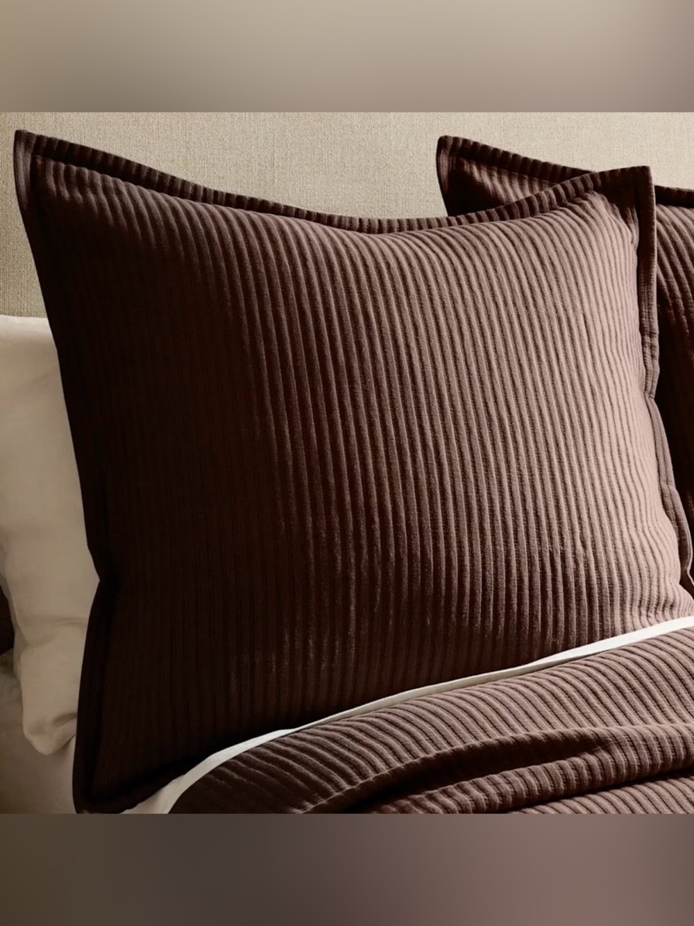 NWOT Quince Organic Cotton Matelasse Euro Sham, 26 X 26 (Espresso)